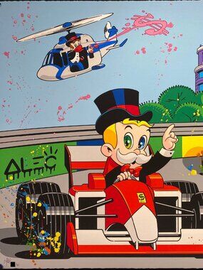 Rare Alec Monopoly, edition of 50, Monaco F1 Grand Prix, Hand embellished